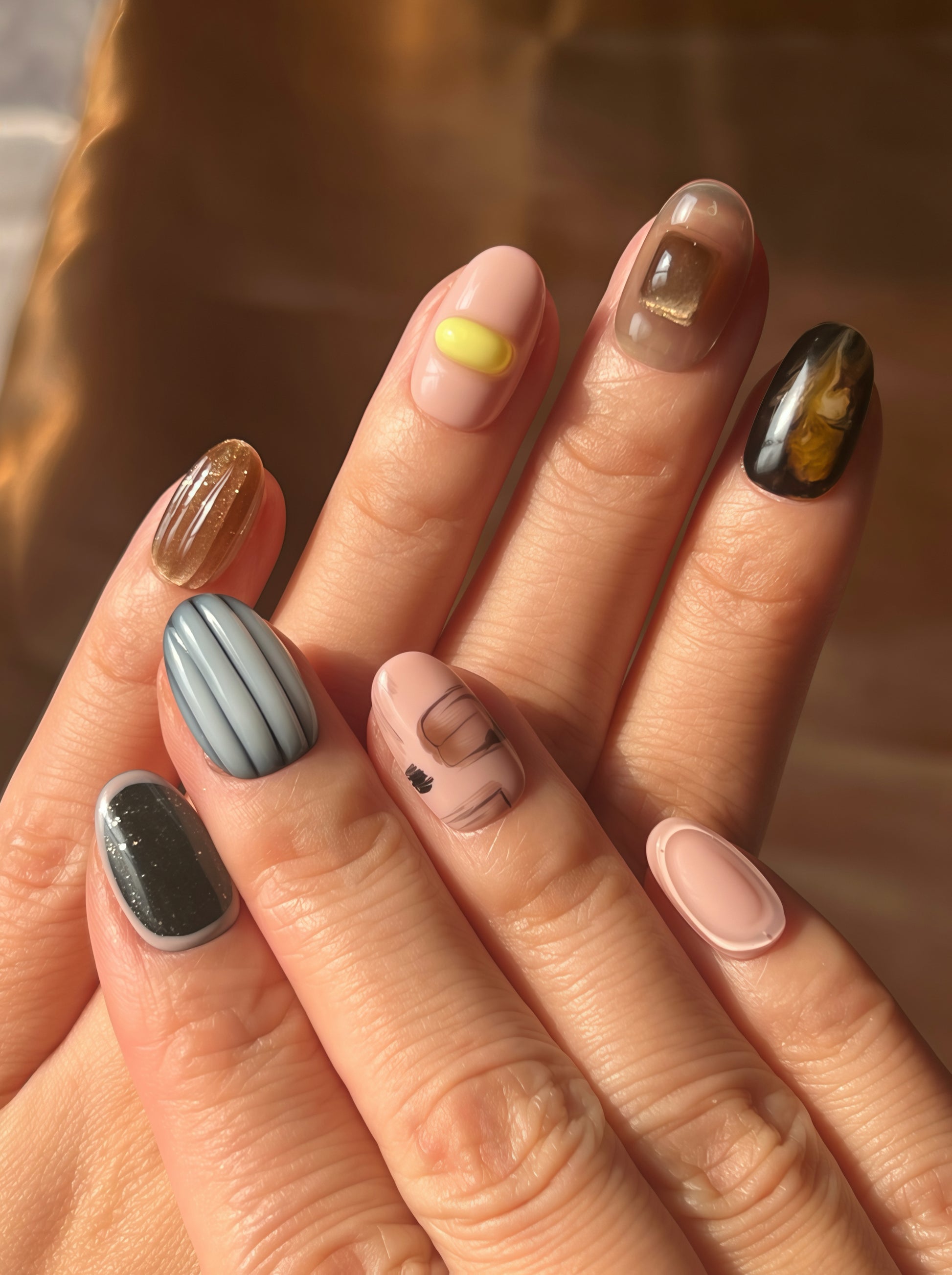 Flowing Dawn reusable press-on nails featuring delicate 3D details — a high-end gel nails alternative.