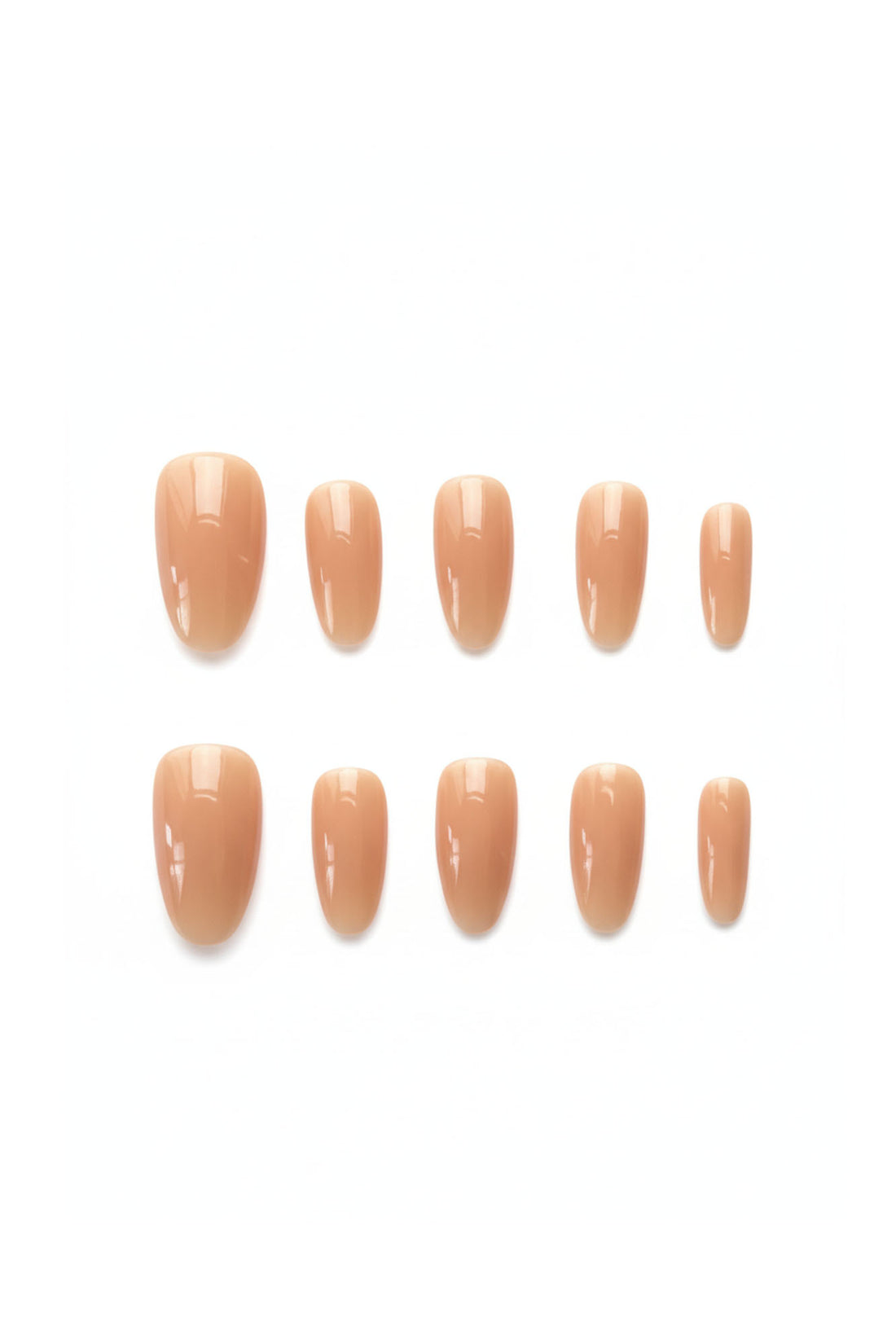 Bare Eternity nude oval press-on nails set in soft semi-sheer blush tones
