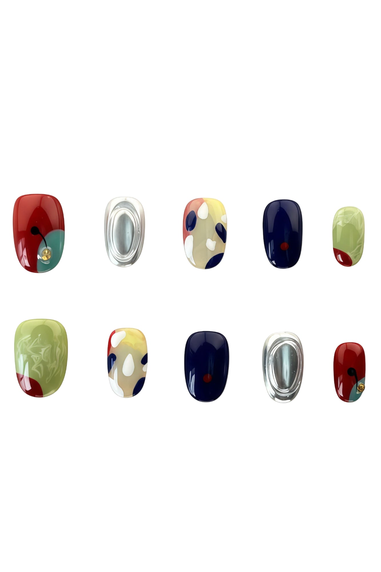 Urban Canvas luxury abstract art press-on nails with bold colour blocks — reusable, salon-quality nail stick ons available in the UK.